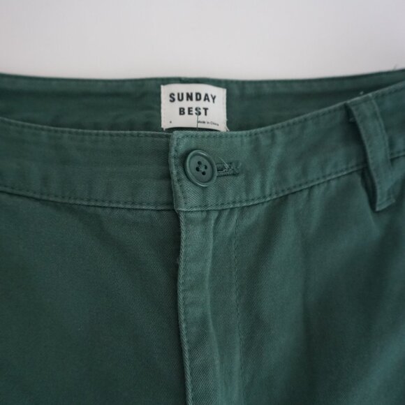 Aritzia Sunday Best Green High Rise Straight Leg 100% Cotton Chino Style Pants 4 - Picture 7 of 13